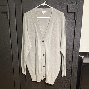 Vince Light Gray Women's Wool and Silk Cardigan Sweater
